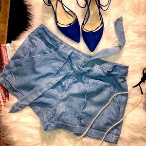 Loft Lyocell Demim Tie Shorts